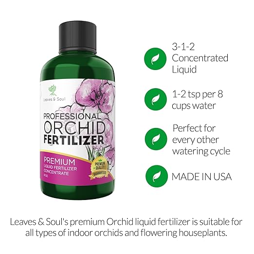 Professional Liquid Indoor Orchid Fertilizer | 3-1-2 Concentrate for Plants and Flowers | Multi-Purpose Blend & Gardening Supplies | 8 oz Bottle