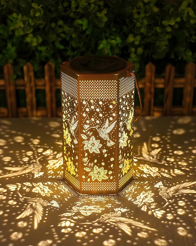 Hummingbird Solar Lantern Outdoor Waterproof - Birthday Gifts for Women Mom Grandma Men, Mothers Day Gifts, Solar Lights Outdoor Hanging Garden Decor for Outside, Patio, Yard, Lawn