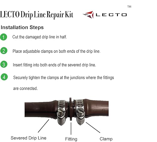 LECTO Universal 5/8", 1/2", .700" Drip Line Repair Kit – Coupler, 1