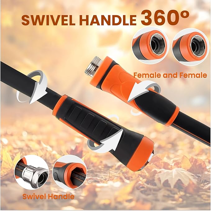 Giraffe Tools Garden Leader Hose 3ft x 5/8", Short Water Hose Heavy Duty, Flexible, Lightweight Hybrid Hose with Swivel Handle, Double Female Fittings, Burst 600 PSI