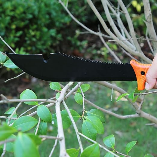 Olympia Tools Gardening Machete Knife with Nylon Sheath, Stainless Steel Blade, Ergonomic Handle, Ideal for Bushcraft, Chopping, Sawing, Camping, Hiking and Outdoor, Black