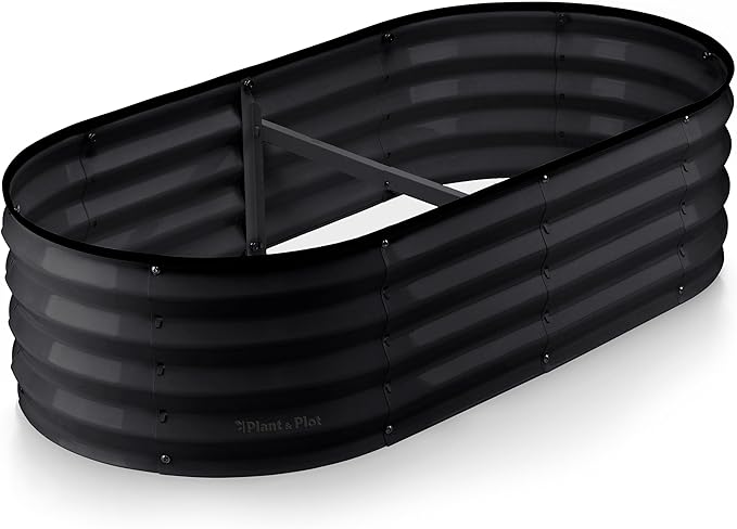 Galvanized Raised Garden Beds Outdoor // 4×2×1 ft Planter Raised Beds for Gardening, Vegetables, Flowers // Large Metal Garden Box (Black) // Patented Tool-Free Design