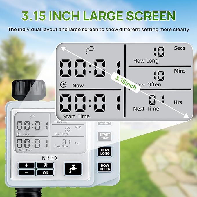 Digital Sprinkler Timer for Garden Hose Watering, Battery Powered Hose Timer with Rain Delay, Manual, Automatic Watering System, Outdoor Programmable Water Timer Irrigation Timer
