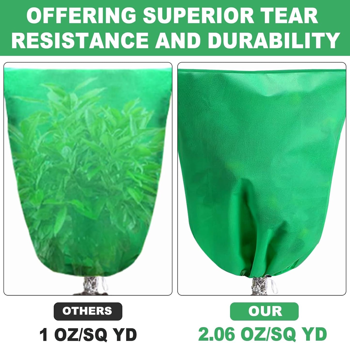 3 Pack Winter Plant Covers Freeze Protection, 19.6" x 39.3" Frost Blankets for Outdoor Plants with Drawstring, Tree Covers Bags Shrub Covers for Winter Cold Weather, Rose Bush Cover for Winter