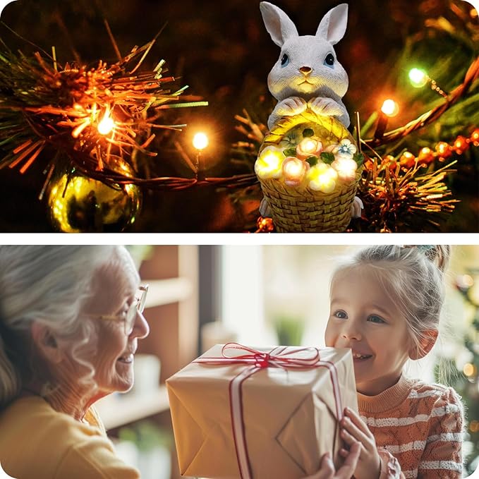 Solar Garden Outdoor Statues Rabbit Light,Lawn Decor Bunny Statue for Patio, for Indoor and Outdoor Decoration Housewarming Garden Lover and Easter