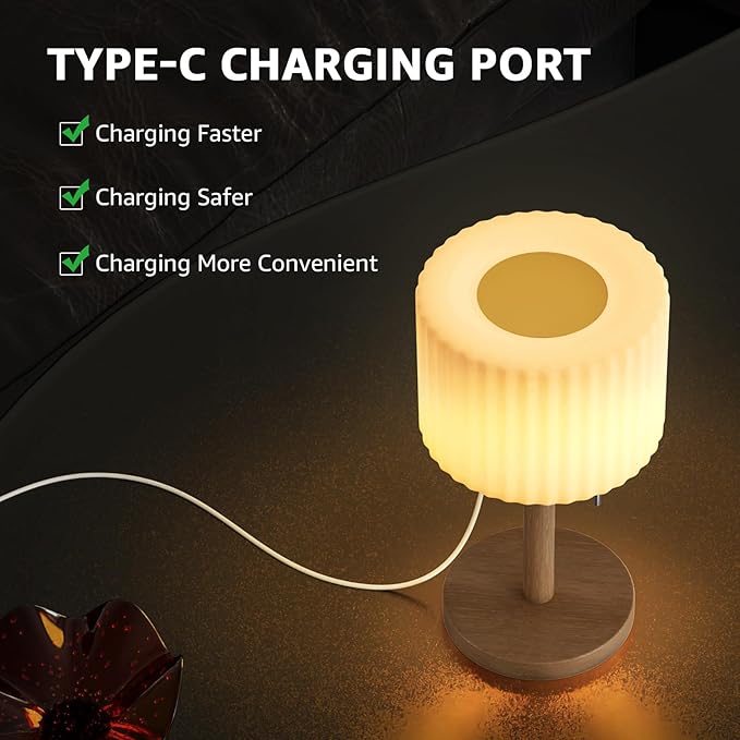 FUYO Outdoor Battery Operated Table Lamp with 8 Colors Dimmable Portable Wireless Table Lamp USB-Charging Night Light Lamp for Outdoor Garden Bedroom Camping Easter Decoration