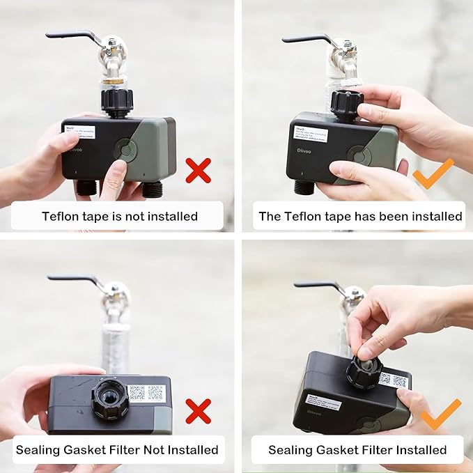 WiFi Sprinkler Timer 2 Zone, Diivoo Programmable Water Hose Timer 2 Outlet for Garden, Automatic Irrigation Timer IP54 with Rain Delay/Manual/Auto Mode, Outdoor Hose Timer Controller for Lawn, Yard