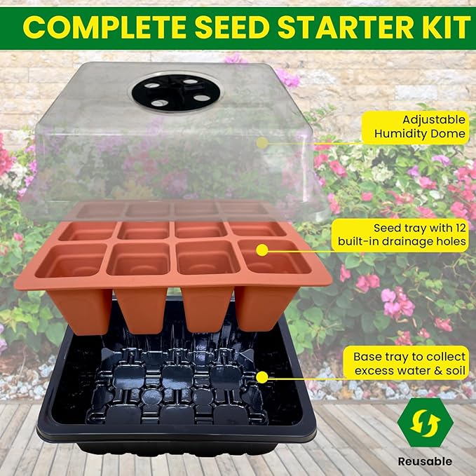 Silicone Seed Starter Tray with Seed Germination Kit, Reusable Seed Starting Trays with Plant Starter Kit, Seed Trays Seedling Starter and Gardening Gifts for Plant Lover