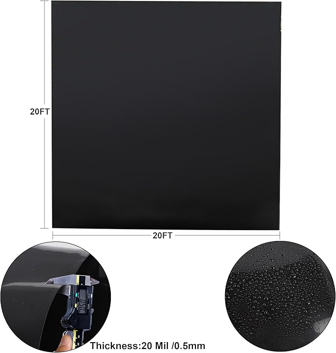 20 x 20 FT Pond Liner, 20 Mil Fish Pond Liner Pond HDPE Liner, Pond Liners for Outdoor Ponds, Koi Ponds, Garden Fountain, Waterfall