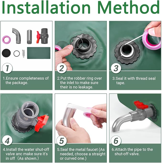 Water Storage Bladder 29Gal/110L Portable Large Capacity Water Storage Containers,Foldable Emergency Water Tank Water Bag W/Spigots and Overflow Kit for RVs, Fire Prevention, Irrigation