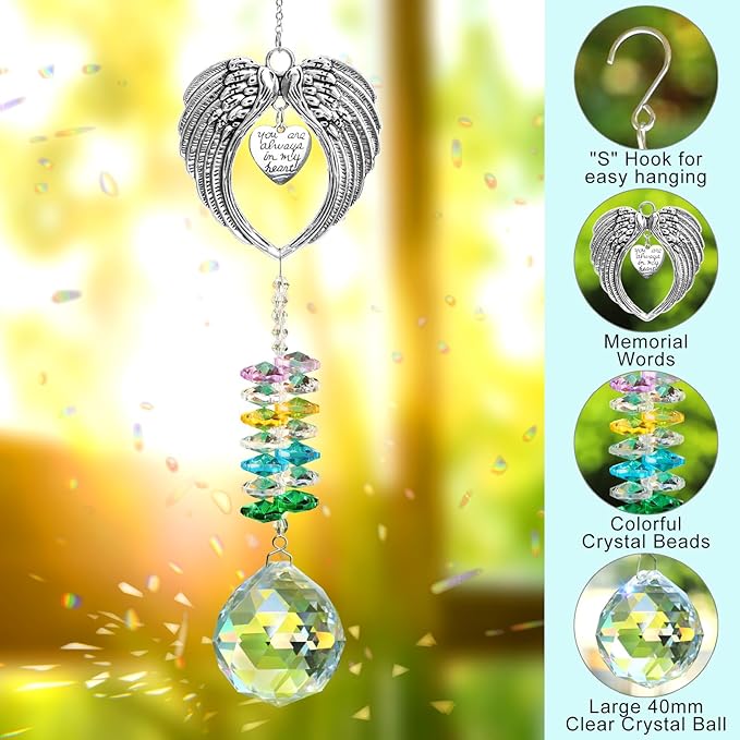 Sympathy Gifts for Loss of Loved One Crystal Suncatcher Sympathy Rainbow Bereavement Grief Memorial Gifts Ideas for Loss of Mom Dad Friend Child Cat Dog Pet