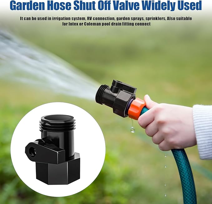 Garden Hose Shut Off Valve Adapter Brass Garden Hose Connector Fit for 3/4" Standard Water Shut Off Valve Thread Connector, for Irrigation System, RV Connection, Garden Sprays, Sprinklers -2 Pack