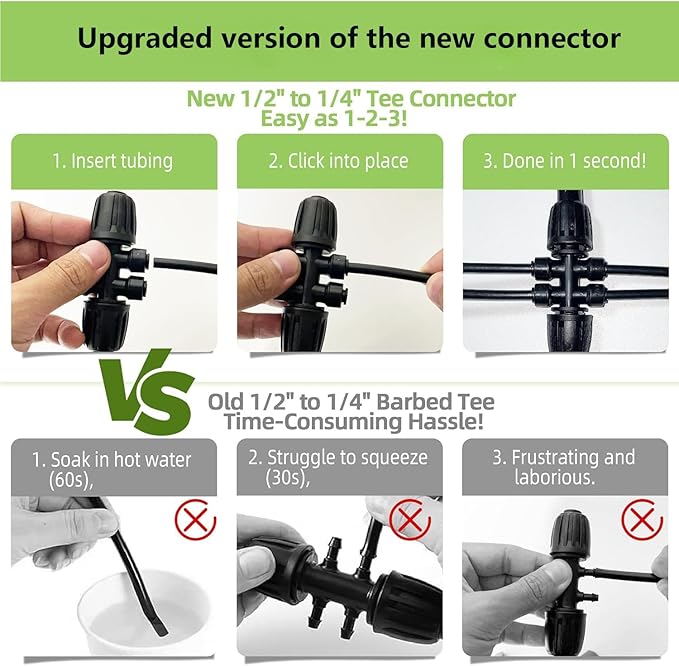 4Pcs 1/2 "to 1/4" Connector Barb Locking Fittings,Push-in 6 Way Irrigation Barb T-shirt Connector Parts for Leak Proof Locking Dispenser for Irrigation Pipes (1/2 "ID x 0.60" -0.64 "OD)