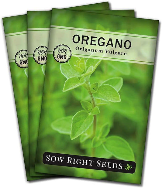 Sow Right Seeds - Oregano Seed for Planting - Non-GMO Heirloom- Instructions to Plant and Grow a Kitchen Herb Garden - Indoor or Outdoor - Gardening Gift - Produces Flavorful Leaves for Seasoning (3)