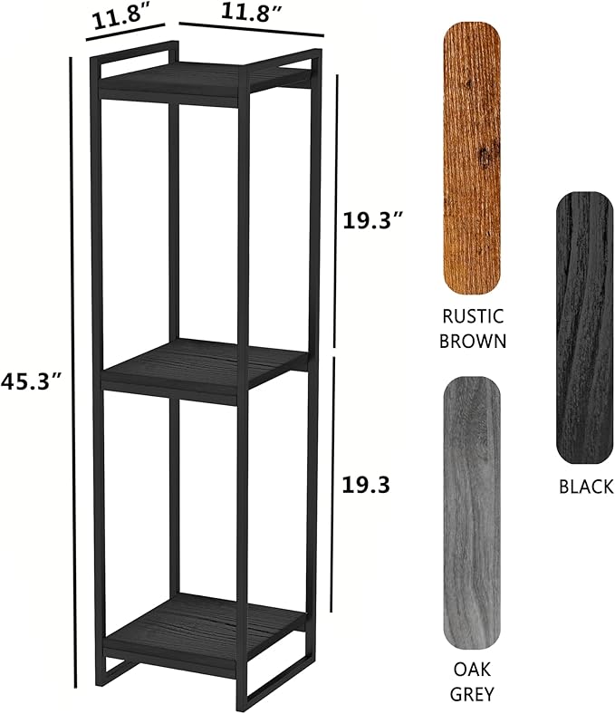 45" Tall Plant Stand Indoor, 3-Tier Modern Plant Shelf Corner Flower Pot Holder Organizer for Living Room Balcony Garden, Black
