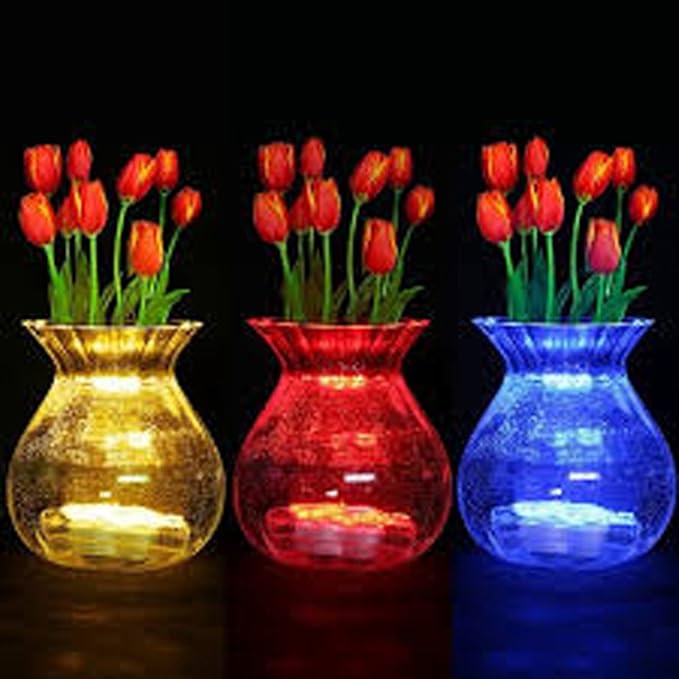 Bright LED Floral Tea Light Vase Submersible Lights for Party Wedding (Red, 30 Pack)