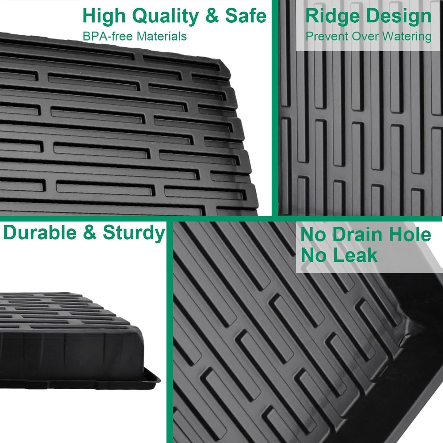 20 Pack Flower and Plant Cultivation Trays,1020 Seed Starting Trays No Holes and 72 Cell Seedling Starter Plugs Reusable for Microgreen Seedling Germination, Indoor Outdoor Gardening