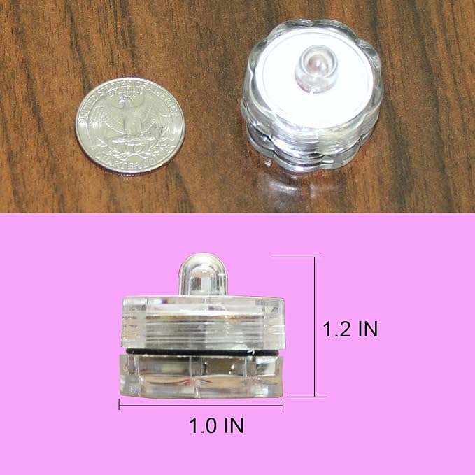 Bright LED Floral Tea Light Submersible Lights for Party Wedding (Red, 20 Pack)