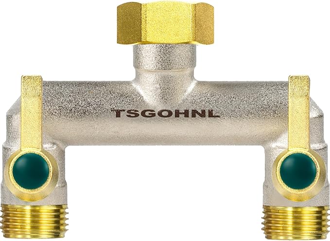 3/4-Inch Garden Hose splitter - Designed for installing multiple irrigation system timers - Suitable for high water pressure faucet manifolds - Freeze and rust resistant high flow 2-way valve