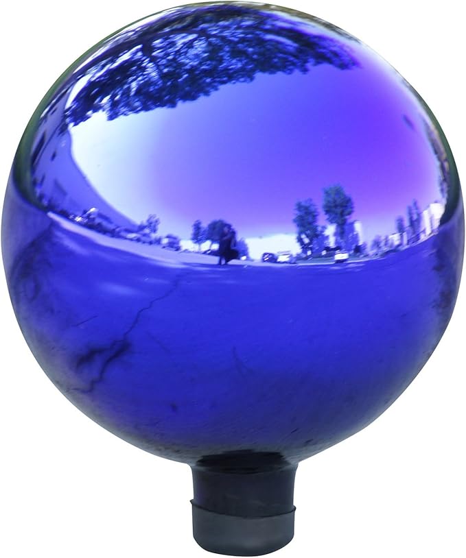Alpine Corporation 10" Diamater Indoor/Outdoor Glass Gazing Globe Festive Yard Décor, Green