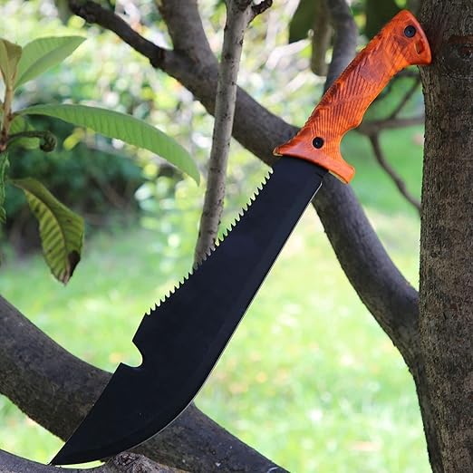 Olympia Tools Gardening Machete Knife with Nylon Sheath, Stainless Steel Blade, Ergonomic Handle, Ideal for Bushcraft, Chopping, Sawing, Camping, Hiking and Outdoor, Black