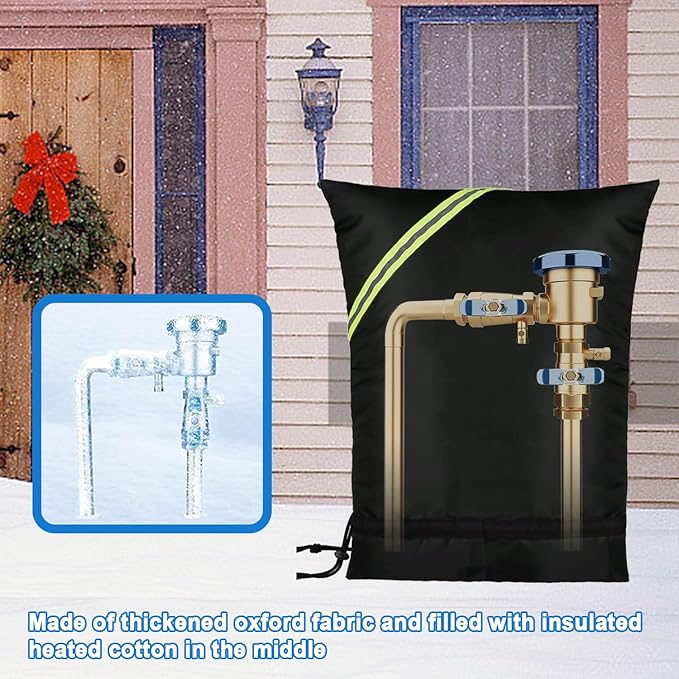 Backflow Preventer Insulation Cover, Irrigation Backflow Valve, Insulated Pouch for Winter Pipe Freeze Protection,Waterproof Sprinkler Valve System Cover for Snow, Sun Exposure