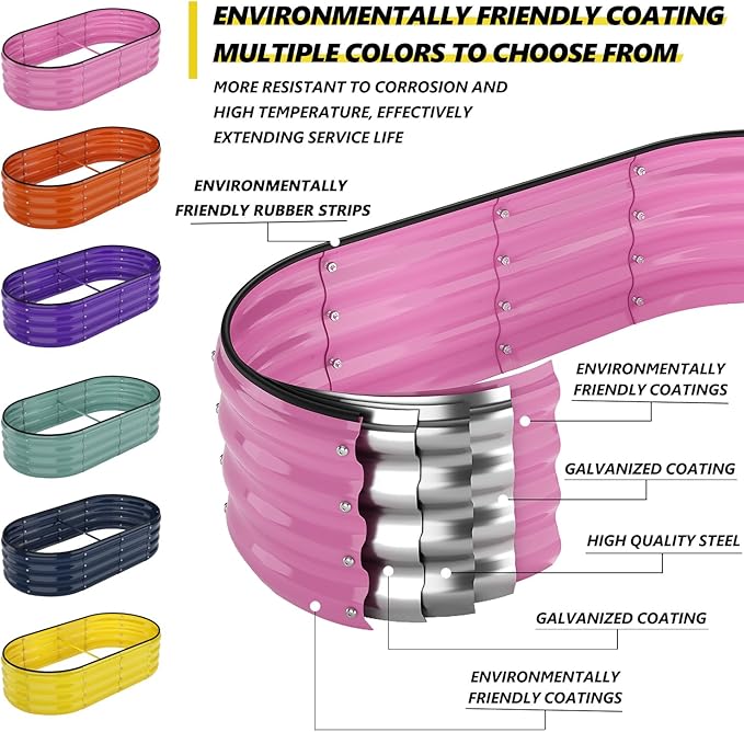 Galvanized Metal Planter Round Raised Garden Bed Kit for Gardening Outdoor，3x3x1ft Planter Grow Garden Box Raised Flower Bed，Round Galvanized Planter Outdoor Large Metal Fire Pit Ring