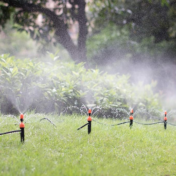 Kalolary 1/4 Inch Drip Irrigation Emitters, 20PCS Micro Spray Irrigation Drippers for 4/7mm Tube Adjustable Water Flow Sprinklers Garden Irrigation Sprayer for Potted Plants Watering System (Orange)