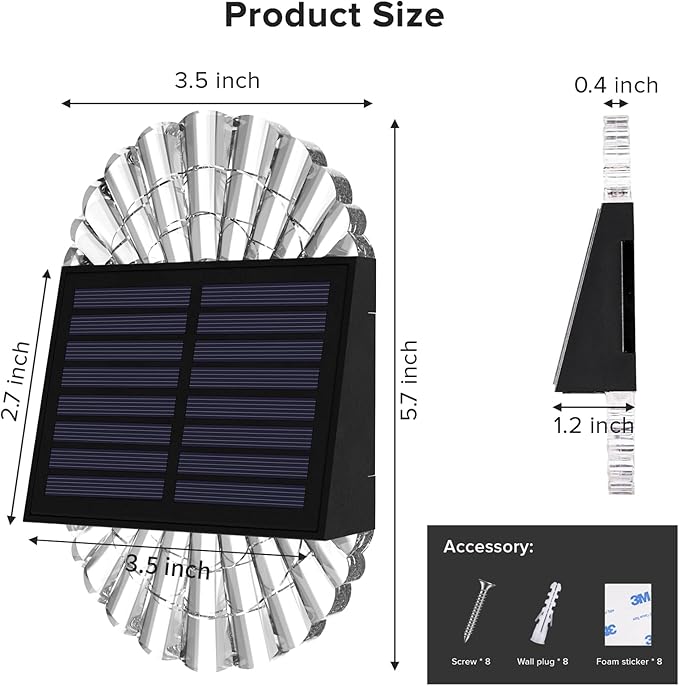 Solar Deck Post Lights, 4 Pack for Fence, Garden, Yard, Patio Decor - Outdoor Waterproof LED, Warm White