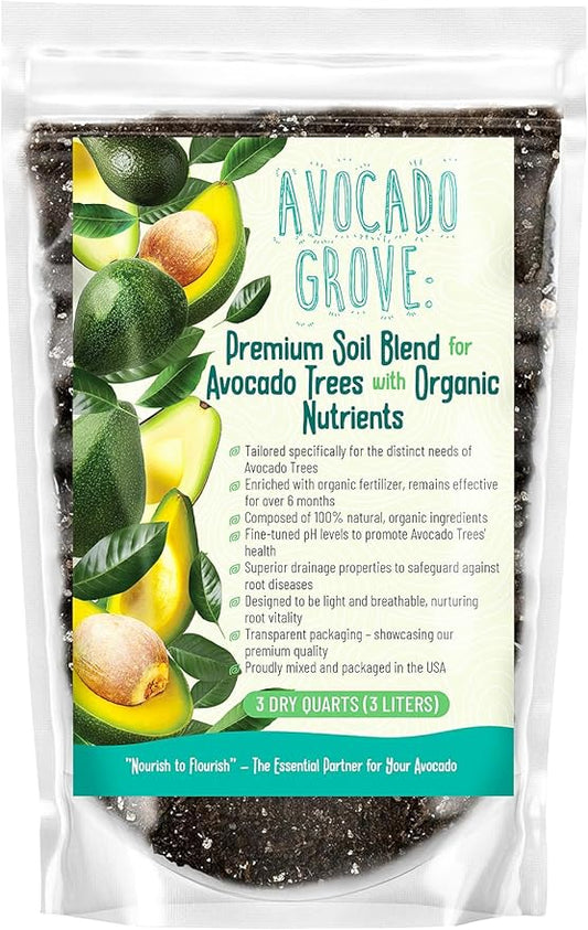 Avocado Tree Soil – Premium Organic Potting Mix for Avocado Trees | Tailored pH & Organic Nutrients | Fast-Draining & Moisture-Retaining | Indoor & Outdoor Use (4 QUARTS)