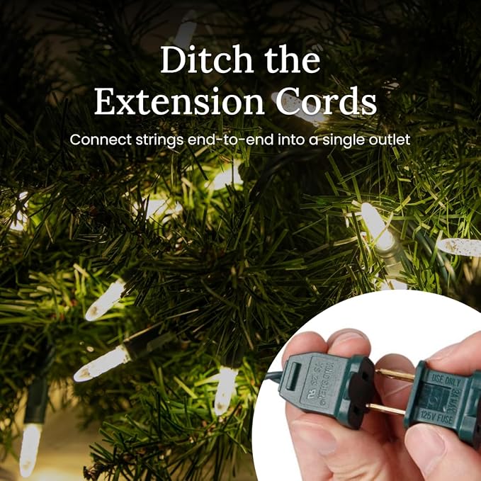 Pro Christmas M5 LED Holiday Lights - 100 Bulbs, 33.3ft - Professional Grade Indoor Outdoor Diamond Cut Sparkle Light Strings for Home Decorations and Christmas Trees - Red