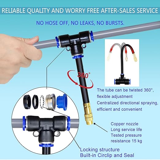 Drip Irrigation System Kit,Replaceable 360-Degree Bent Dropper with New Fast Connector,Atomized Copper Nozzle Watering System for Garden Plants,Lawn Garden Watering System