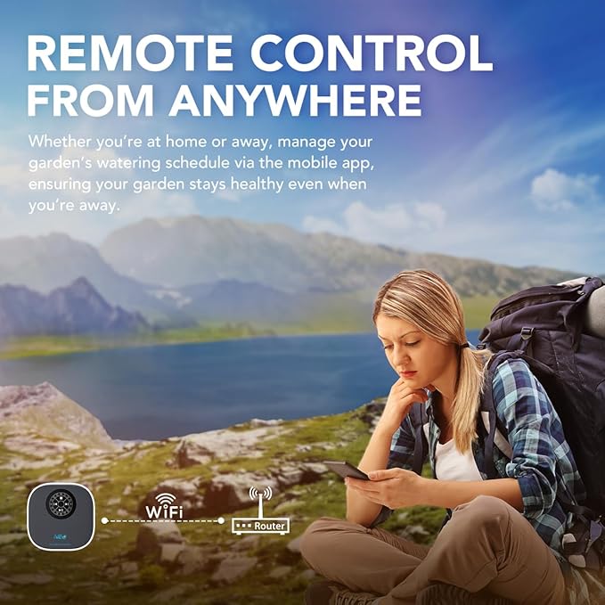 WiFi Irrigation Controller, 16-Zone Smart Sprinkler Controller, Auto Schedules, Weather-Based Watering, Indoor Use, Compatible with Alexa for Garden and Yard