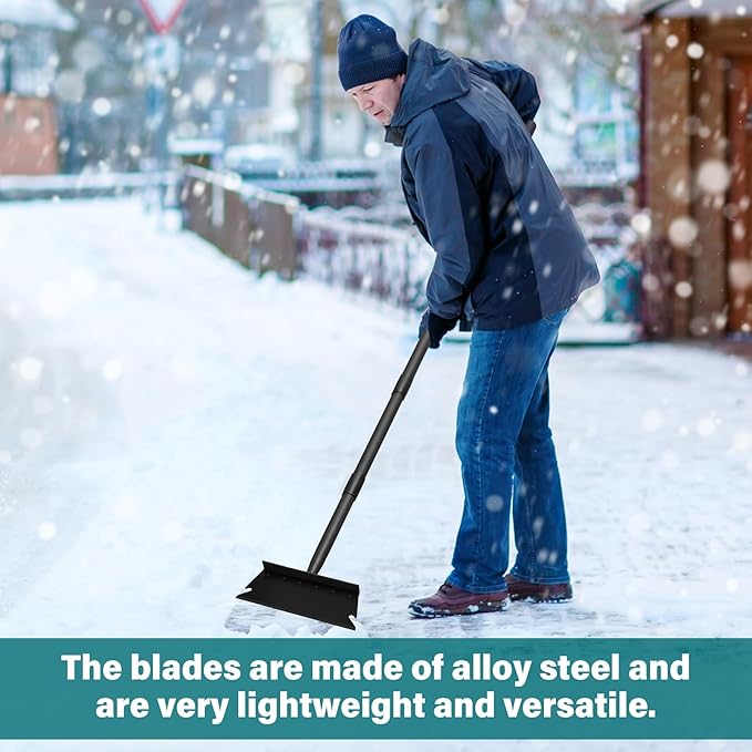 Garden Shovel, Snow Shovel, Ice Scraper, Multifunctional Cleaning Shovel with 59" Adjustable Handle Heavy Duty Garden Tool Cleaning Shovel for Lawn Edging, Scraping, Weed and Ice Removal