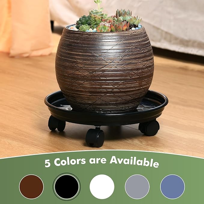 7 Packs Plant Caddy with Wheels 11.8" Plastic Rolling Plant Stands Heavy-duty Plant Dolly with Casters Indoor Outdoor Wheeled Plant Roller Base Large Planter Saucers Plant Mover
