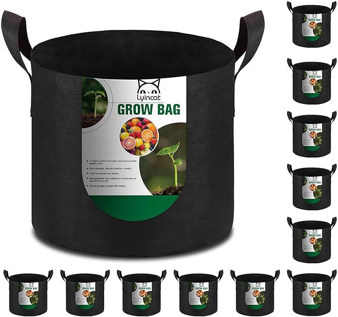 12-Pack 7 Gallon Grow Bags Heavy Duty Thickened Nonwoven Fabric Pots with Durable Handles
