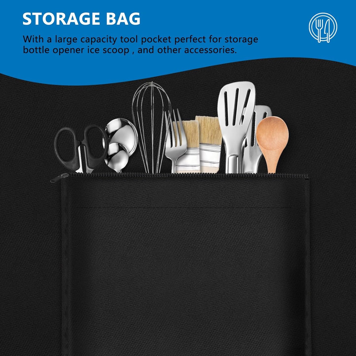 SIRUITON Outdoor Bar Cart Cover for 40 Inch BBQ Food Prep Table, Heavy Duty 600D Oxford Fabric Outdoor Dining Cart/BBQ/Worktable Metal Movable Table Waterproof Cover