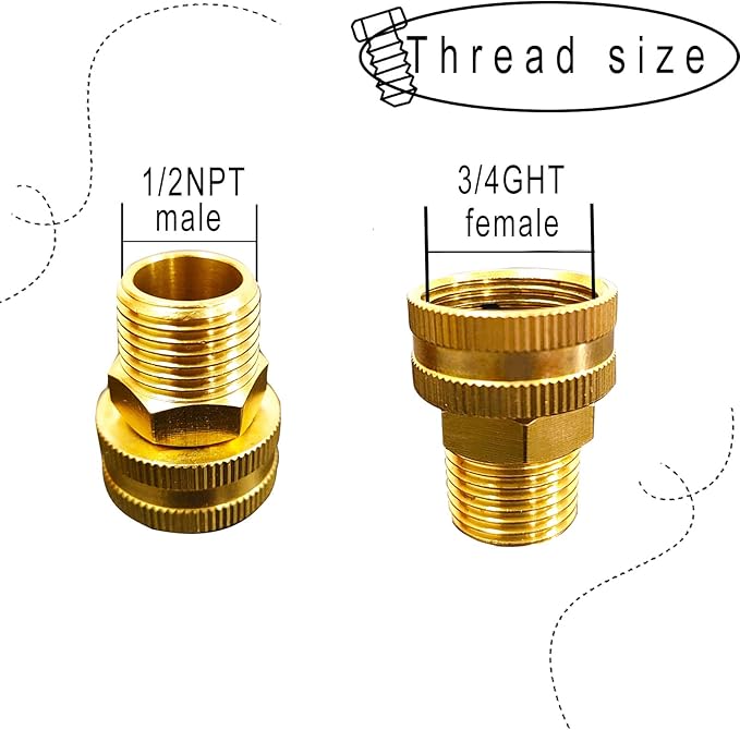 YOUHO Garden Hose Adapter Garden Hose to Pipe Fittings Connect, Garden Pipe Joint Extension Repair Fitting (1/2NPT(M) to 3/4 GHT(F) 2pcs)