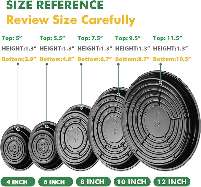 20 Pack 12 Inch Plant Saucer, Black Plant Saucers for Indoors Outdoors, Large Plastic Plant Saucer for Plant Pots Plant Water Catcher Tray, Flower Pot Saucers Bulk Plant Drip Trays for Potted Plants