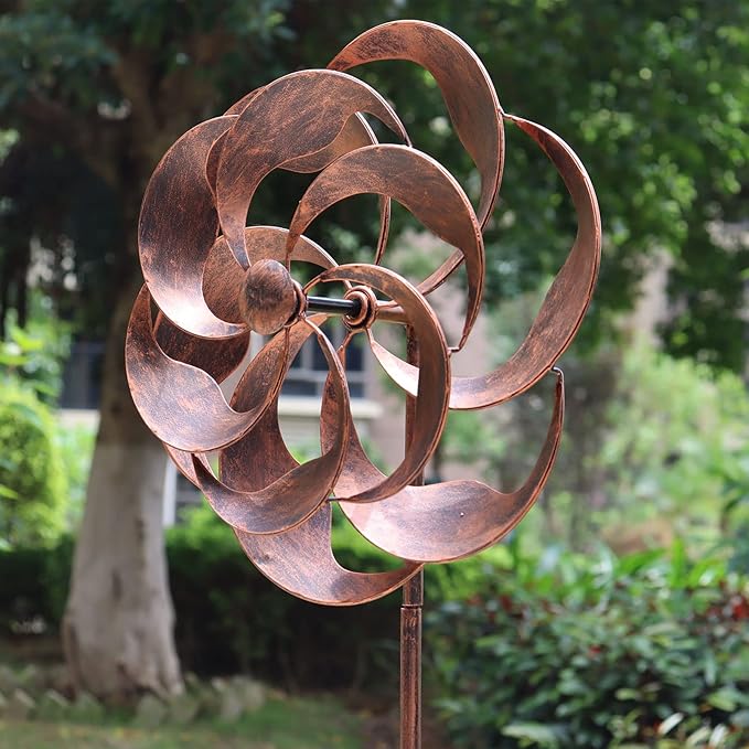 360 Degrees Metal Swivel Classical Wind Spinner Willow Leaves for Patio Lawn Outdoor Yard Lawn Garden