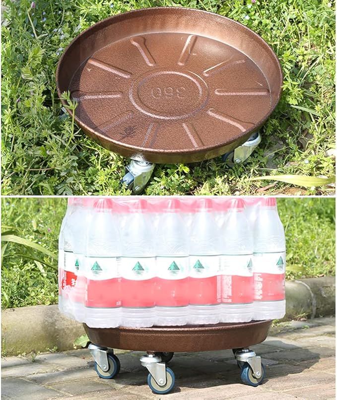 Artline 20" Round Plant Stand with Lockable Wheels 2 Pack, 480lb Heavy Duty for Indoor Outdoor, Large Rolling Planter Caddy on Casters to Carry Potted Flower Pot, Round Metal Tray NO Holes, Copper