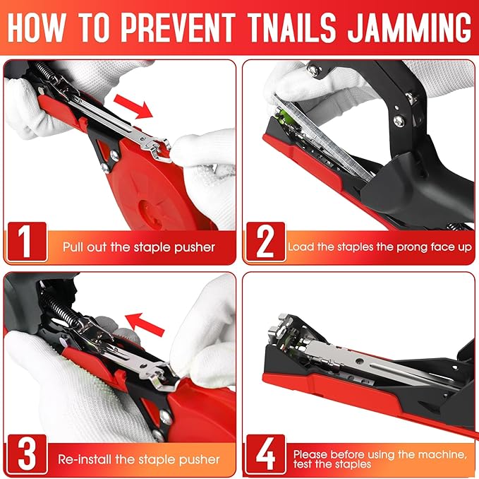Plant Tying Machine with Green Tape, Lightweight Plant Tape Gun Tool to Tie Up Vine, Plant Tapener Tying Tool for Tomato, Grape, 10000pcs Staples 20 Rolls Tape (Red)