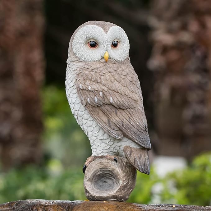 Owl Outdoor Statues Garden Yard - Decoration Home Decor Indoor Desk Tabletop Collectible Figurines Ancient Retro Collection 11" x4.5" x5 Inch