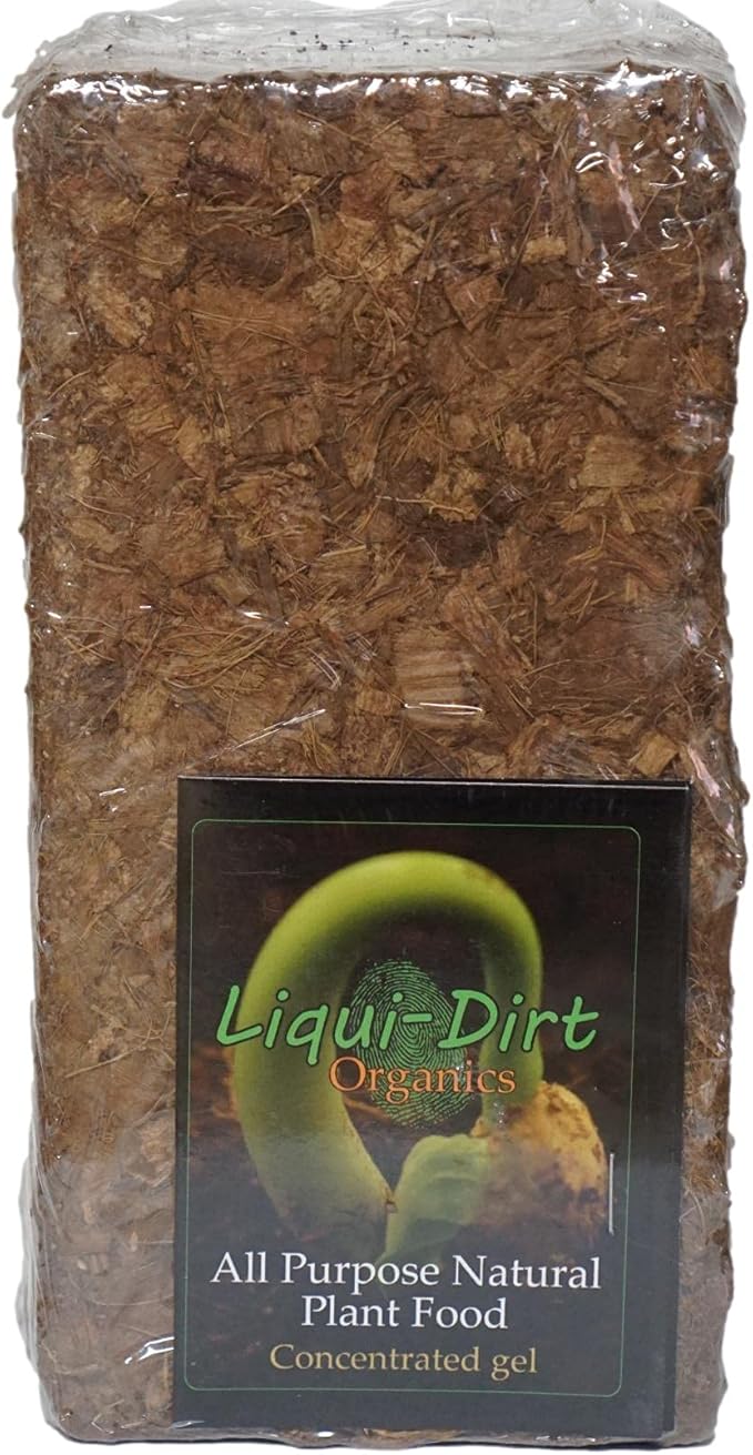Liqui-Dirt Coconut Coco Coir Husk Chunky Mix for All Plants 1.3 lb - Plus Bonus Liqui-Dirt Starter Concentrate Gel Packet with All The Food They Need - Hydrates Approx 2 Gallons