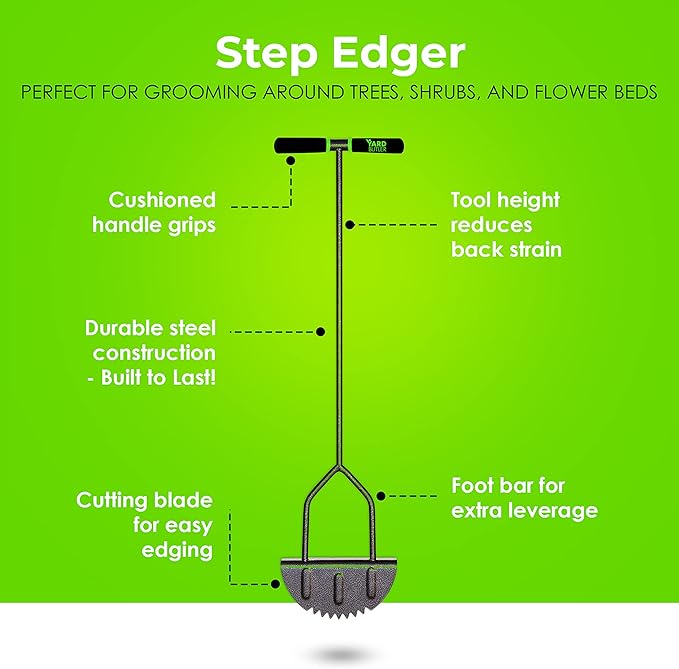 Yard Butler Step Edger - Handy & Durable Gardening Tool for Perfect Lines - Lawn Step Edger with Ergonomic Upright Design & Sturdy Blades