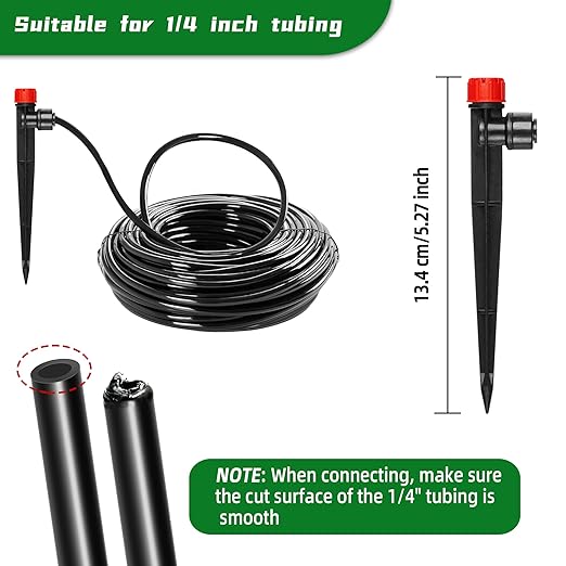 30PCS Push-to-Fit Drip Irrigation Emitters for 1/4 inch Irrigation Tubing, Adjustable 360 Degree Drip Emitter Sprayer with Stake, Irrigation Dripper Sprinklers for Drip Irrigation System