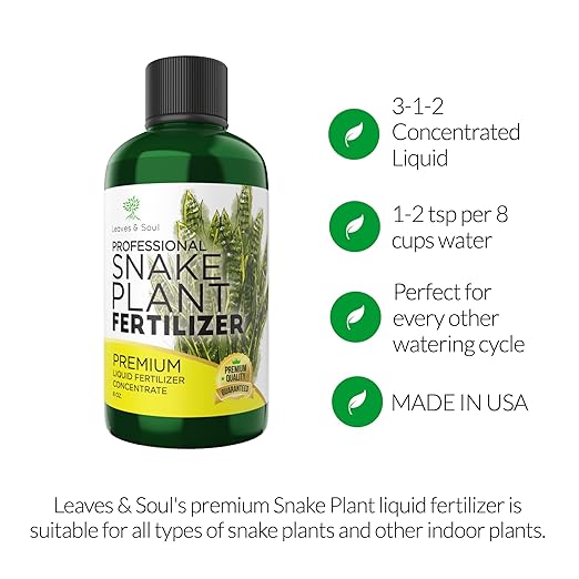 Professional Liquid Snake Plant Fertilizer | 3-1-2 Concentrate for Plants and Flowers | Multi-Purpose Blend & Gardening Supplies | 8 oz Bottle