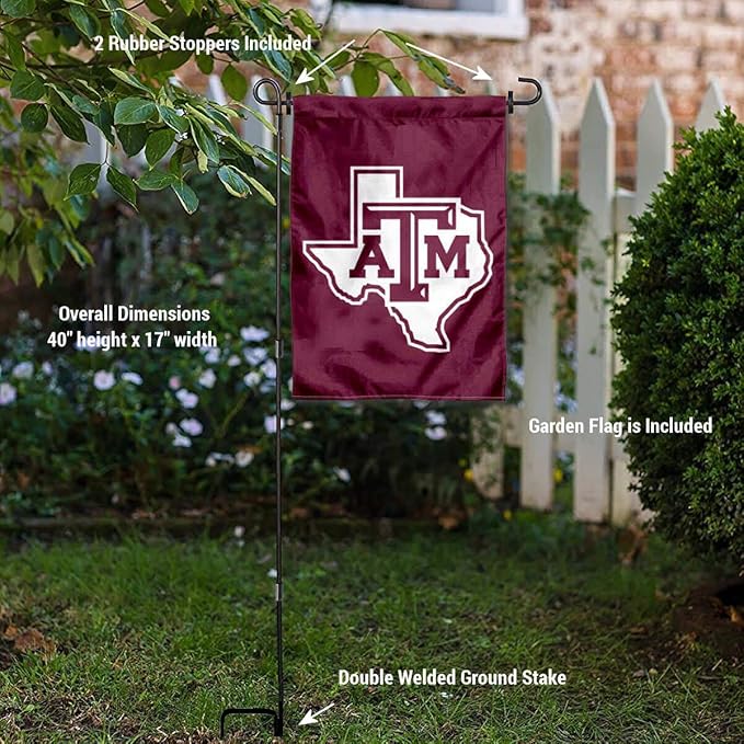 College Flags & Banners Co. Texas A&M Aggies Lone Star Garden Flag with Pole Stand Holder