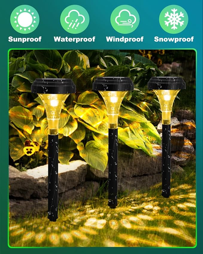 Solar Pathway Lights Outdoor, 8 Pack RGB Color Changing+Warm White LED Path Light IP67 Waterproof, Solar Powered Lights for Walkway Driveway Garden Yard Backyard Lawn Landscape Lighting Decorative