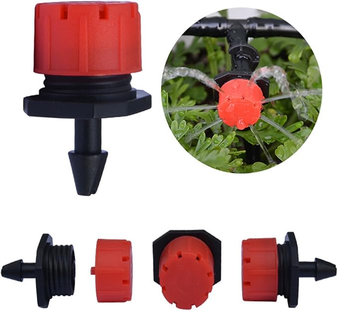 100pcs 360 Degree Adjustable Irrigation Drippers Sprinklers, 1/4 Inch Emitters Drip for Watering System by Korty